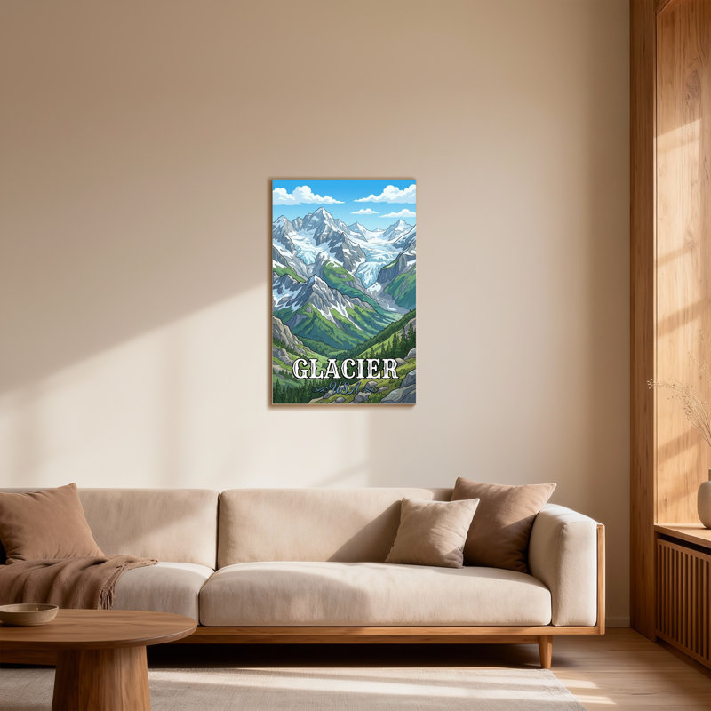 Paysages pittoresques et urbains, montagnes enneigées, forêts, glacier, États-Unis, H 30 po x l 20 po