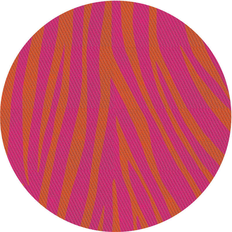 Tapis jaune/rose tissé à la machine, Rond 7 pi