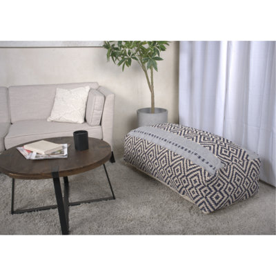 Pouf rectangulaire bleu et blanc Juniper