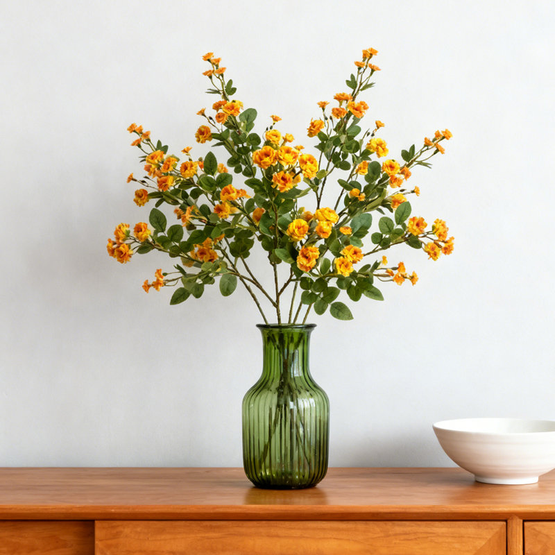 3 bouquets de roses artificielles, 29,5 pouces, décoration de la Saint-Valentin, fleurs simulées, arrangement de fleurs de mariage, décoration de table, fleurs de table, jaune