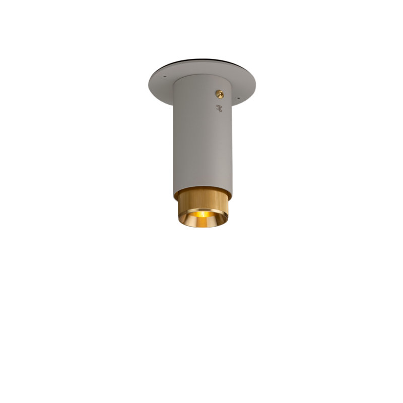 1 - Light Flush Mount, Brass, Stone
