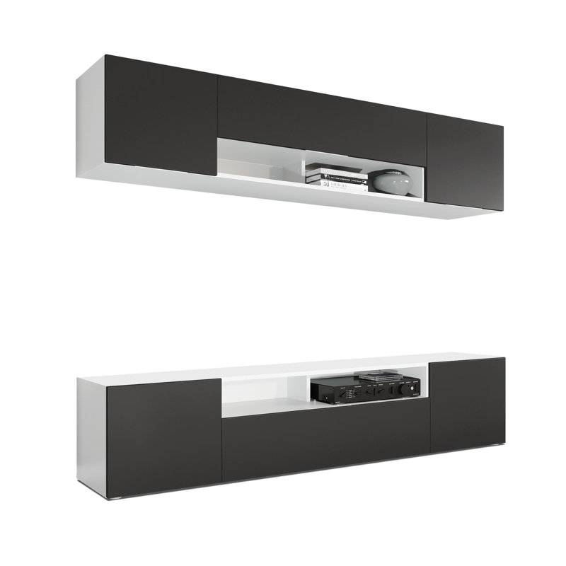 Mcalpine Unfinished Floating Entertainment Centre, Matt black