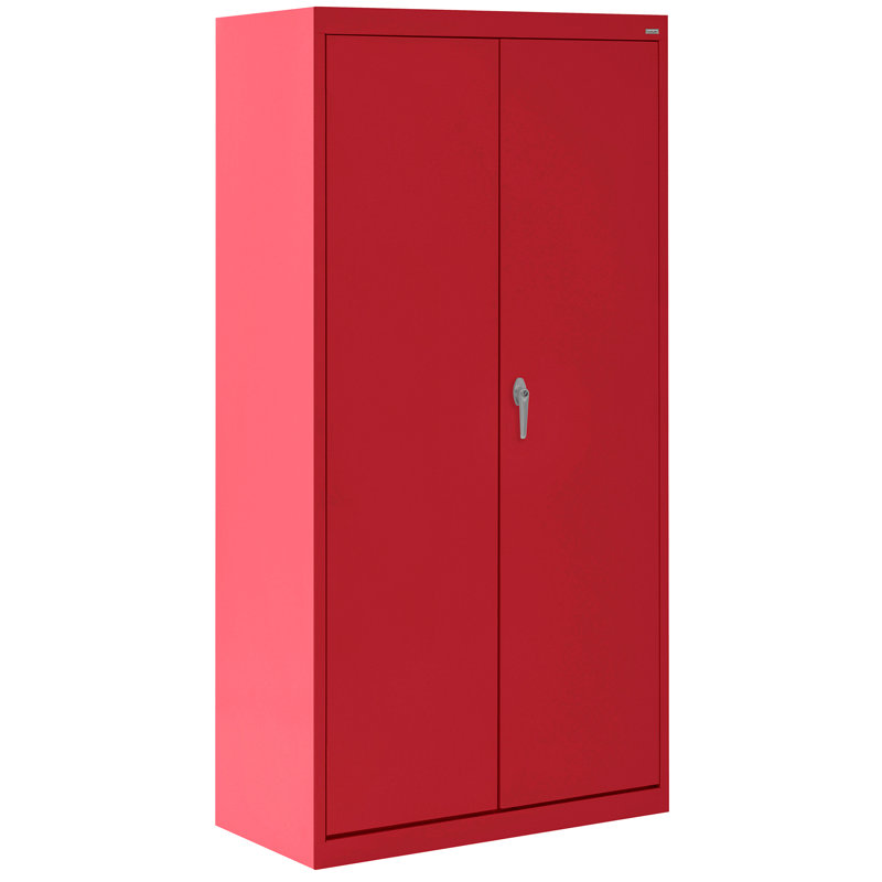 Steel Single Storage Cabinet ( 66'' H x 30'' W x 18'' D), Red