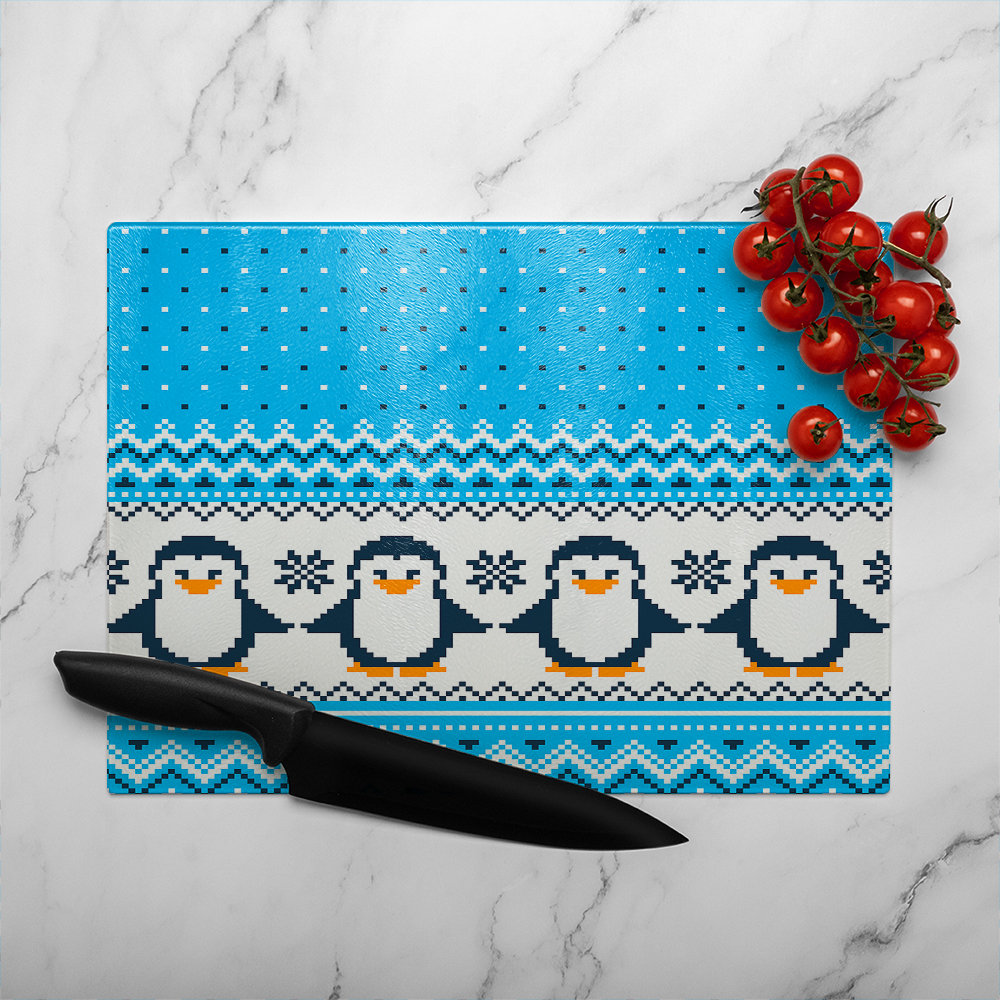 New Year'S Christmas Dining Glass Chopping Board