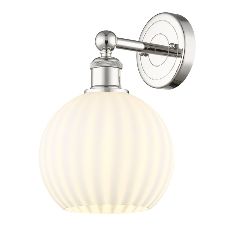 Applique murale 1 lumière Edison Venetian, H 12,25 po x l 8 po x P 8,5 po, Nickel poli
