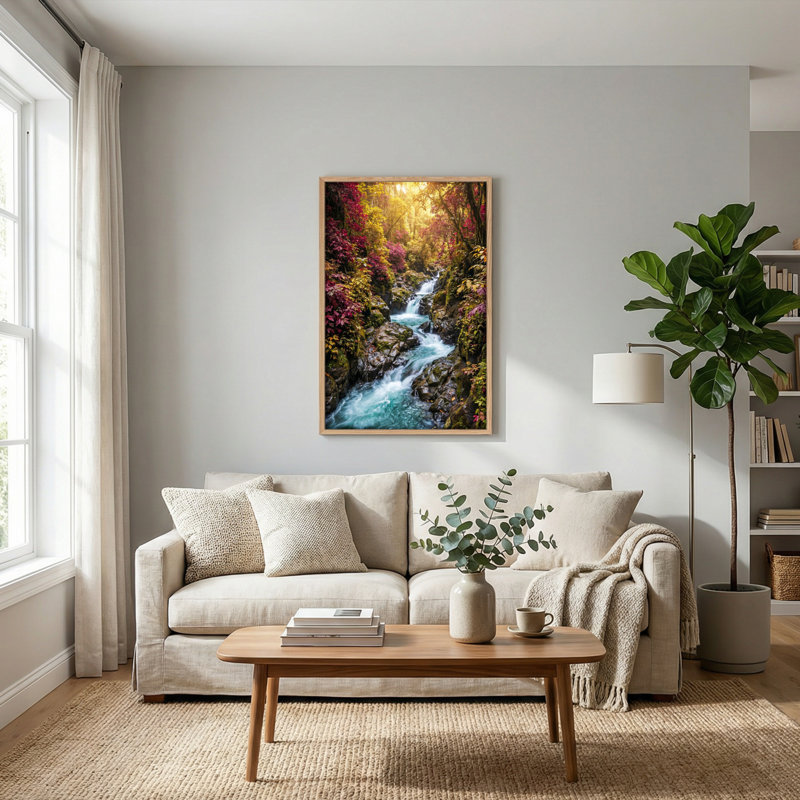 Ensemble de 1 tableau sur toile « Ruisseau forestier », H 48 po x l 36 po, Naturel