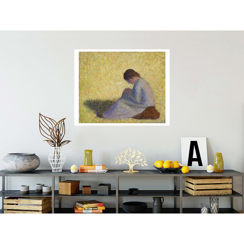 Paysanne assise dans l'herbe (Paysanne assise dans l'herbe) par Georges Seurat - Impression giclée, H 32 po x l 40 po