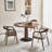 Walnut+Black Round Solid Wood Dining table-1819779607