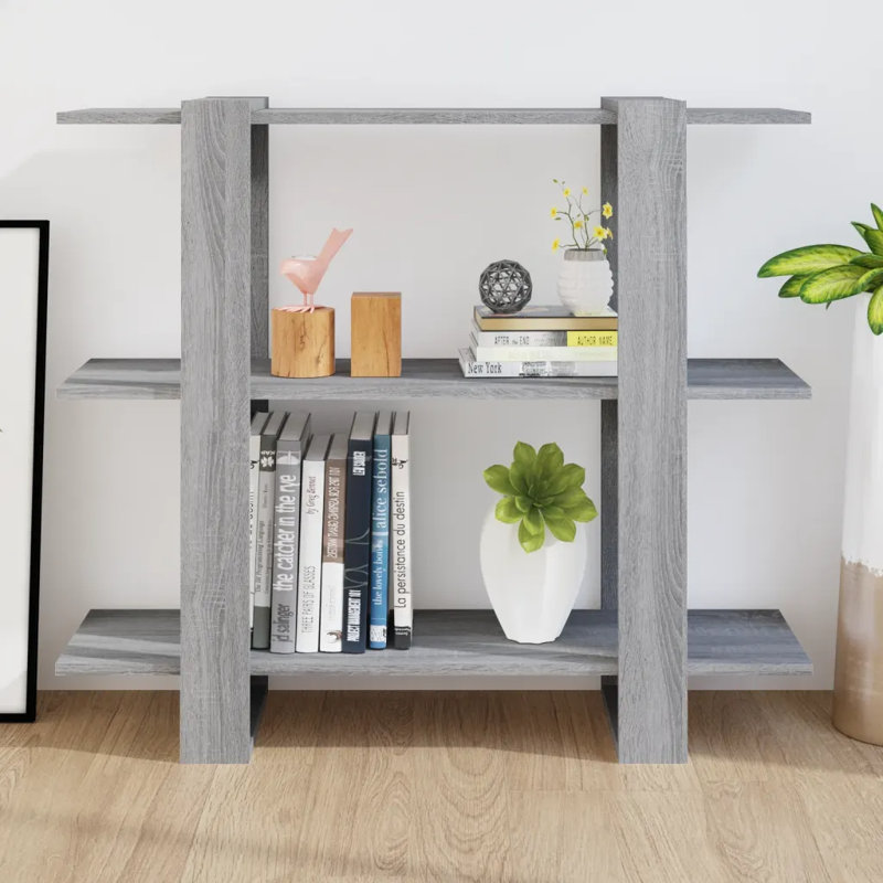 Gendrutis Bookcase, 87cm H x 100cm W x 30cm D, Sonoma Grey