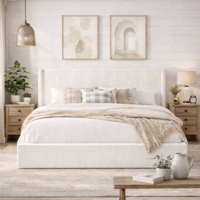 Wauseon Corduroy Upholstered Hydraulic Lift Storage Platform Bed 