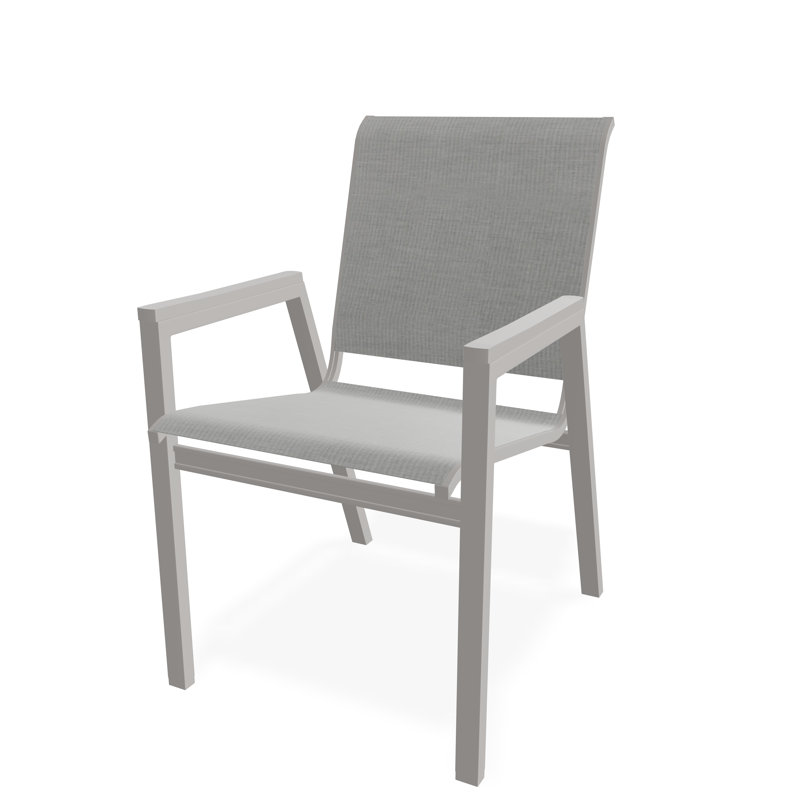 Bazza Outdoor Dining Chair, Warm Gray, Alloy Sunbrella®