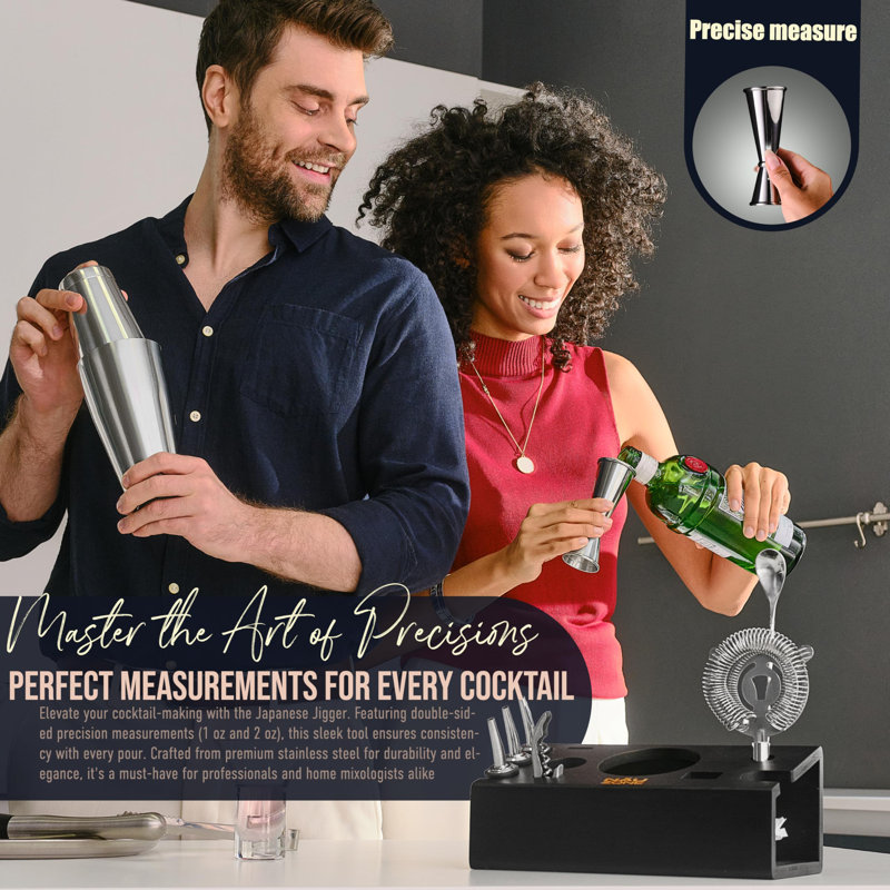 Mixology Bartender Kit - 12-Pieces Cocktail Shaker Set With Stylish Bamboo Stand - Bar Accessories With All Essential Accessory Tools - Bar Set Perfect Drink Mixing Experience