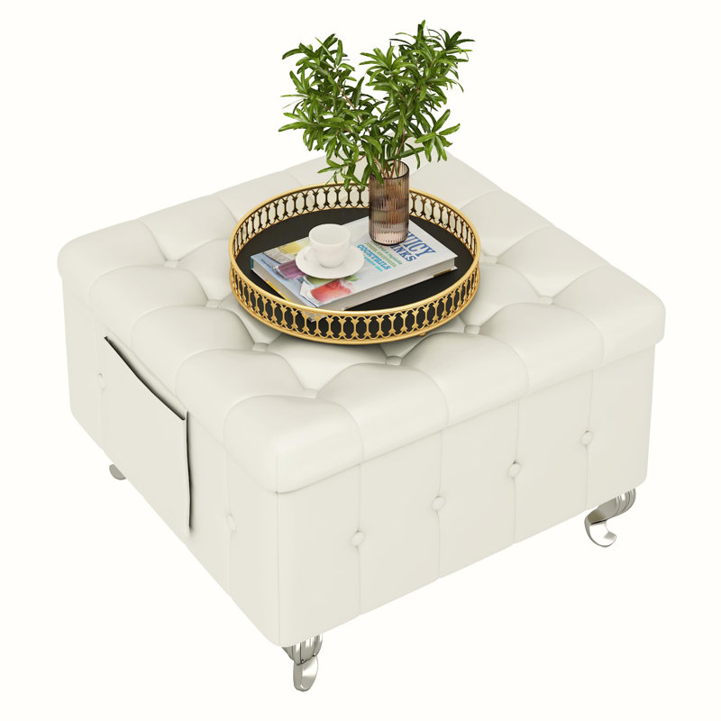 Repose-pieds moderne avec rangement en similicuir