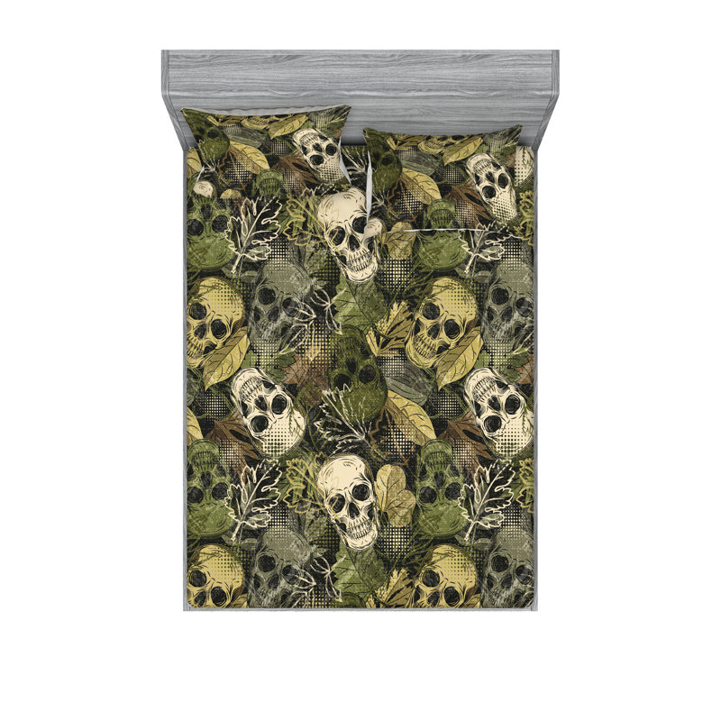 Drap-housse et taies décoratives 3 pièces Ambesonne, Ensemble de draps pour grand lit avec 2 taies d'or