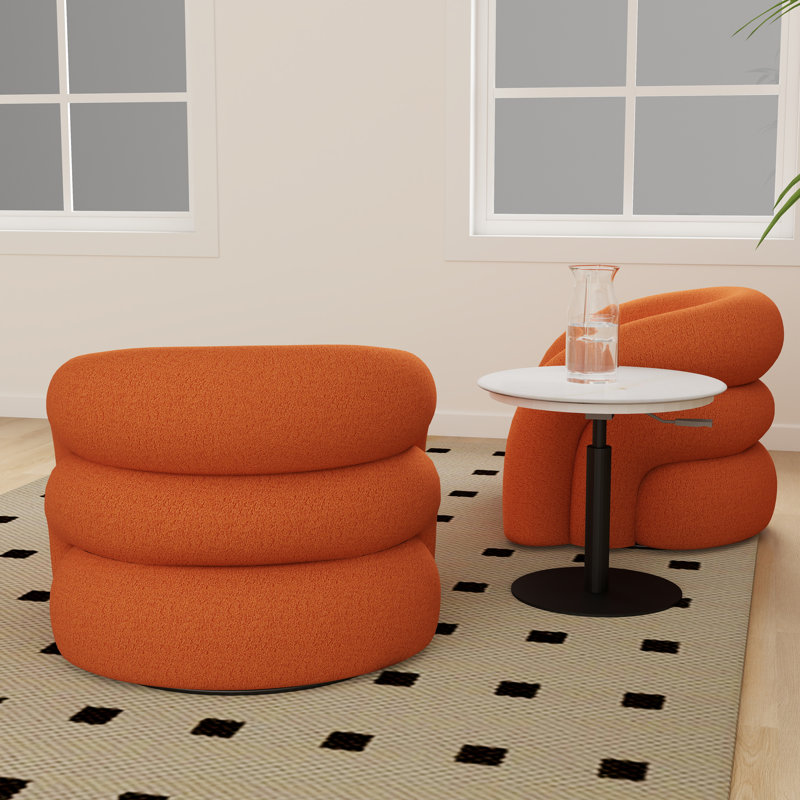 Fauteuil demi-tonneau rembourré et pivotant, Orange