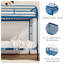 Lit simple superposé en métal bleu, 2 échelles, rail pleine longueur, sans sommier, idéal pour optimiser l'espace de la chambre à coucher
