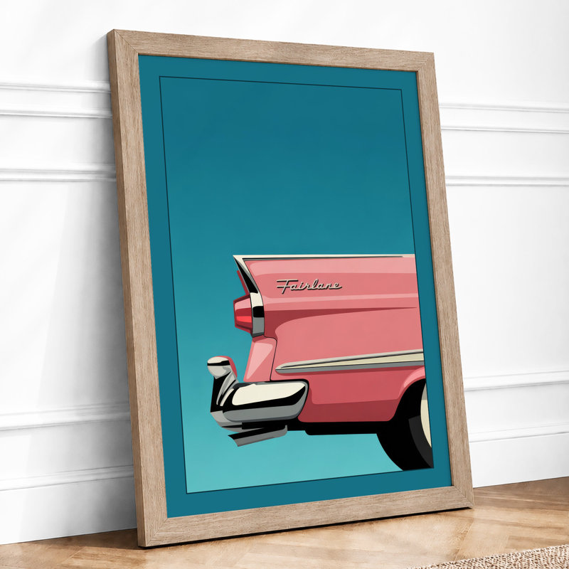 Fairlane In Pink Retro - Print, Oak, A3 - 42.0 x 29.7 cm