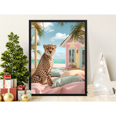Cheetah Wall Art, Tropical Beach Decor, Animal Print, Safari Art, Framed Wall Art, Multiple Sizes, Home Decor