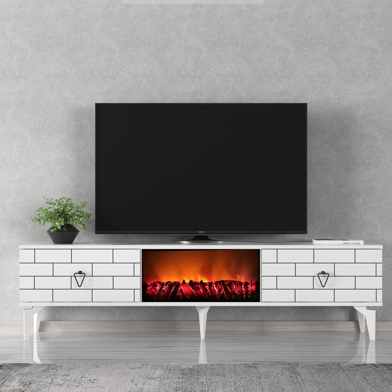 Keikei Unfinished TV Stand, White