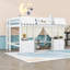 Lit mezzanine en bois avec échelle et tablettes-643235936-643235937