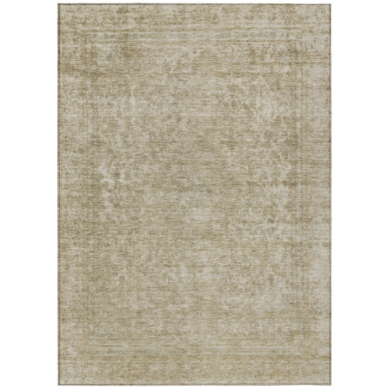 Tapis extérieur lavable abstrait brun clair et beige 3 pi x 5 pi
