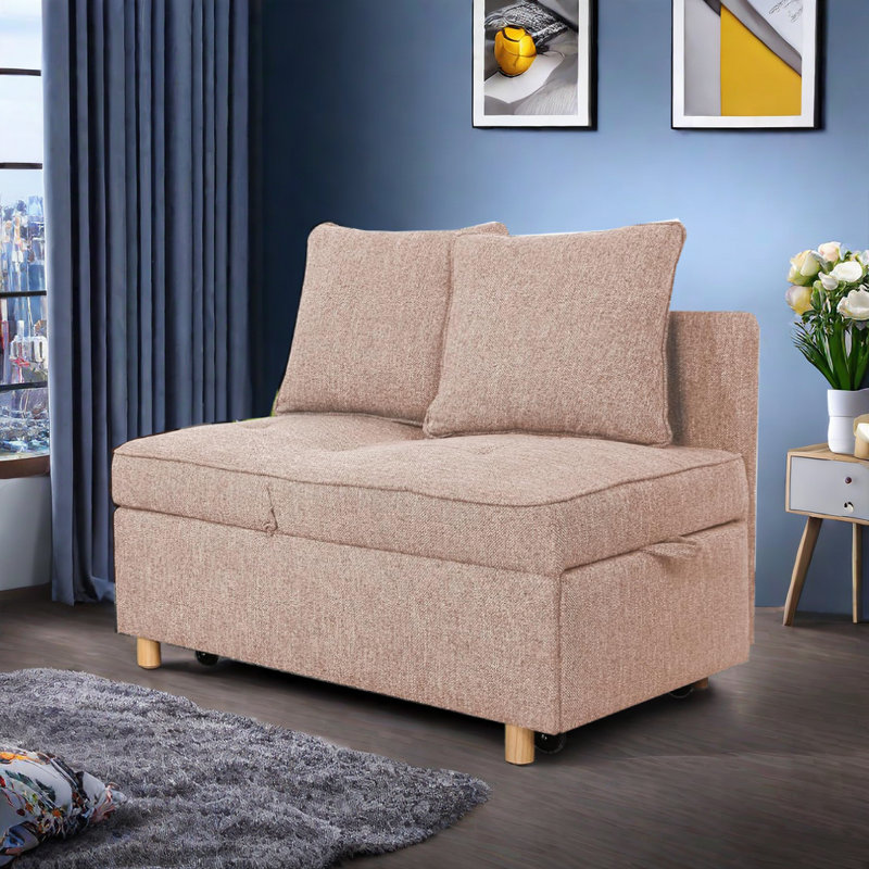 Acklen Upholstered 70.8'' Reclining Sleeper Sofa, Beige