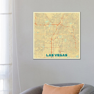 Las Vegas Retro Urban Blueprint Map by Hubert Roguski - Wrapped Canvas Print