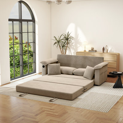 Canapé-lit convertible de 70,9 po pour grand lit, causeuse en chenille avec port de chargement USB, canapé-lit escamotable pour chambre d'amis, salon, véhicule récréatif
