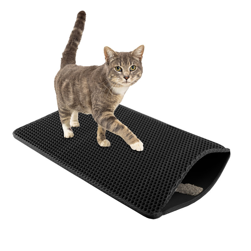 Cat Litter Mat - Waterproof Litter Box Mat with Dual-Layer Honeycomb Design for Trapping Litter - Slip-Resistant Cat Mat