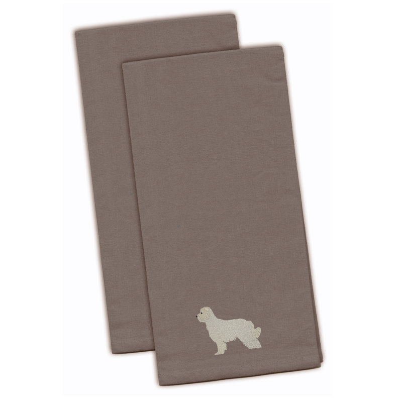 Serviette à thé de cuisine brodée pyrenean berger, Gris, H 28 po x l 19 po x P 0,1 po