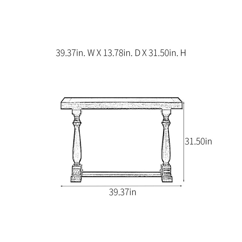 Console rétro minimaliste, Brun, H 31,5 po x l 39,37 po x P 13,78 po
