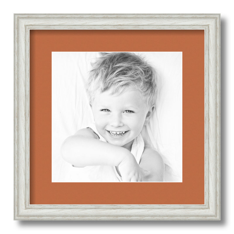 Wood Matte Picture Frame with Mat, Red Orange