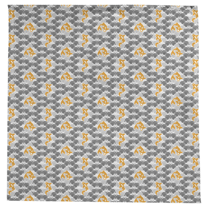 Leffel Koi Fish Waves Pattern Tablecloth, Gray