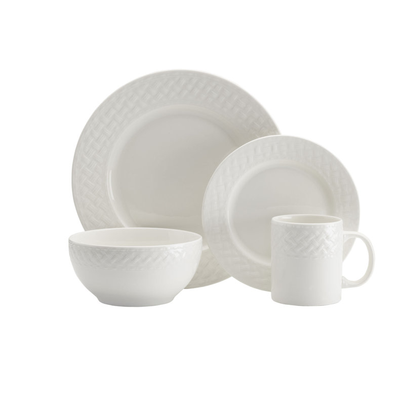 Service de table en porcelaine 16 pièces Basketweave, service pour 4