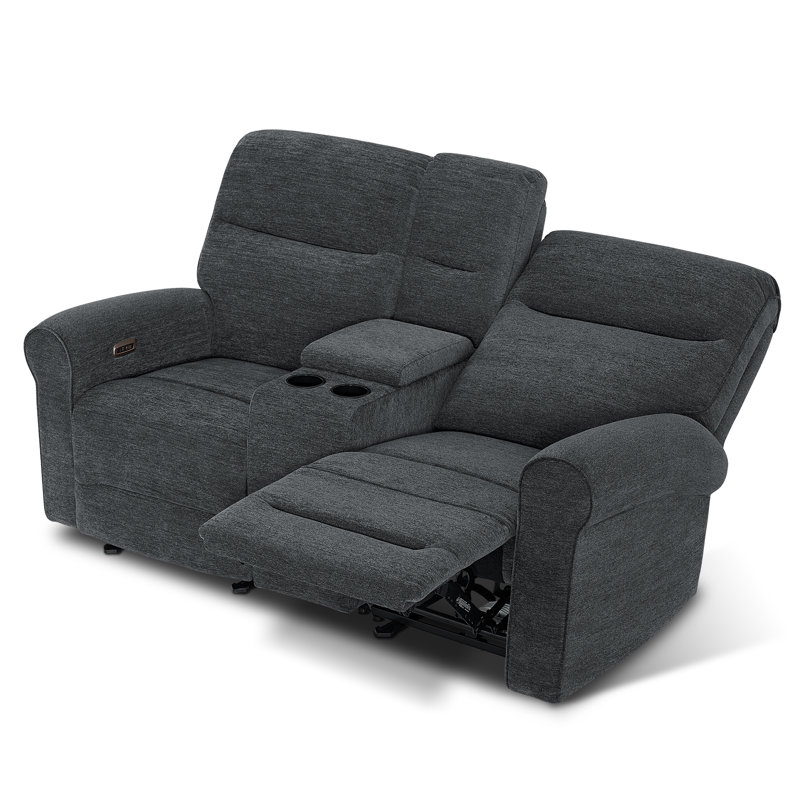 Endrik 78.3" Width zero clearance recliner  Power Reclining Loveseat with Console, for Small Spaces Living Room and RV, Gray