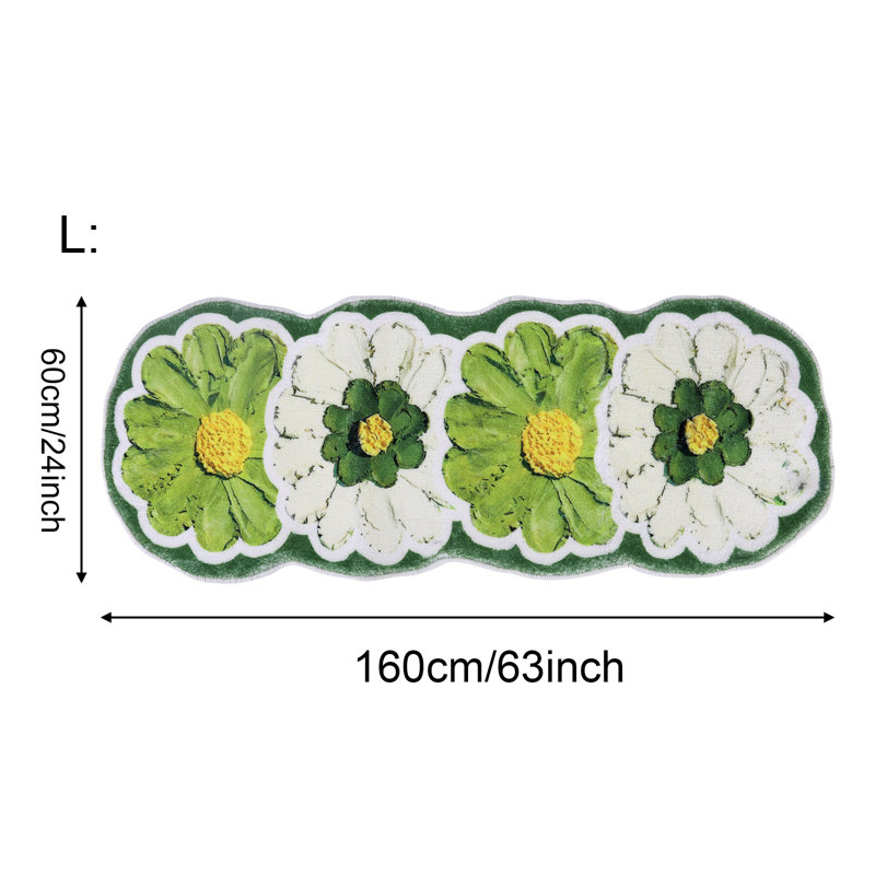 Tramone Washable Floral Indoor Rug, Novelty 2' x 5'3"