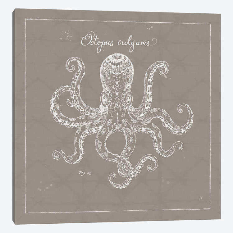 «Underwater Life in Greige X», impression sur toile, H 12 po x l 12 po x P 1,5 po, Toile tendue, Pas de tapis