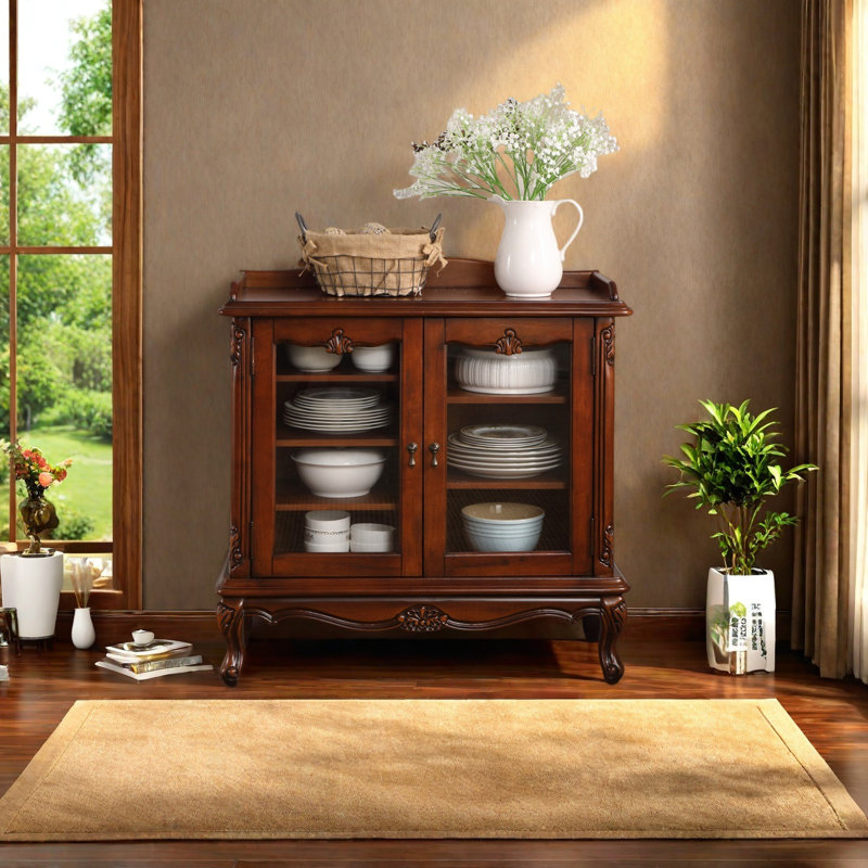 Retro living room storage cabinet, 37.4" H x 37.4" W x 15.75" D