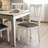 Set of 2 Dining Chairs with Upholstered Seat and Curved Slat Back, Farmhouse Wood Side Chairs