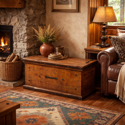 Sierra Forge Wood Storage Trunk with Iron Hardware