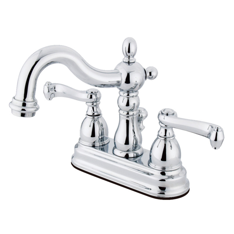 Robinet de salle de bain central à 4 poignées à 3 trous à fixation sur le comptoir avec laiton escamotable Kingston