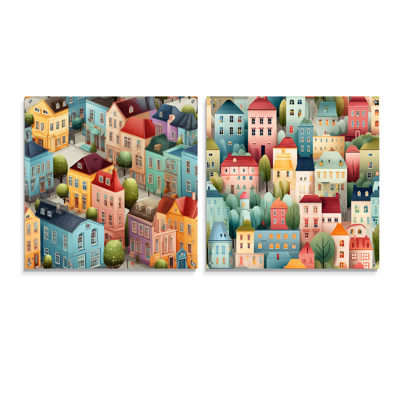Rian - Ensemble de 2 peintures murales abstraites en acrylique, H 36 po x l 73 po