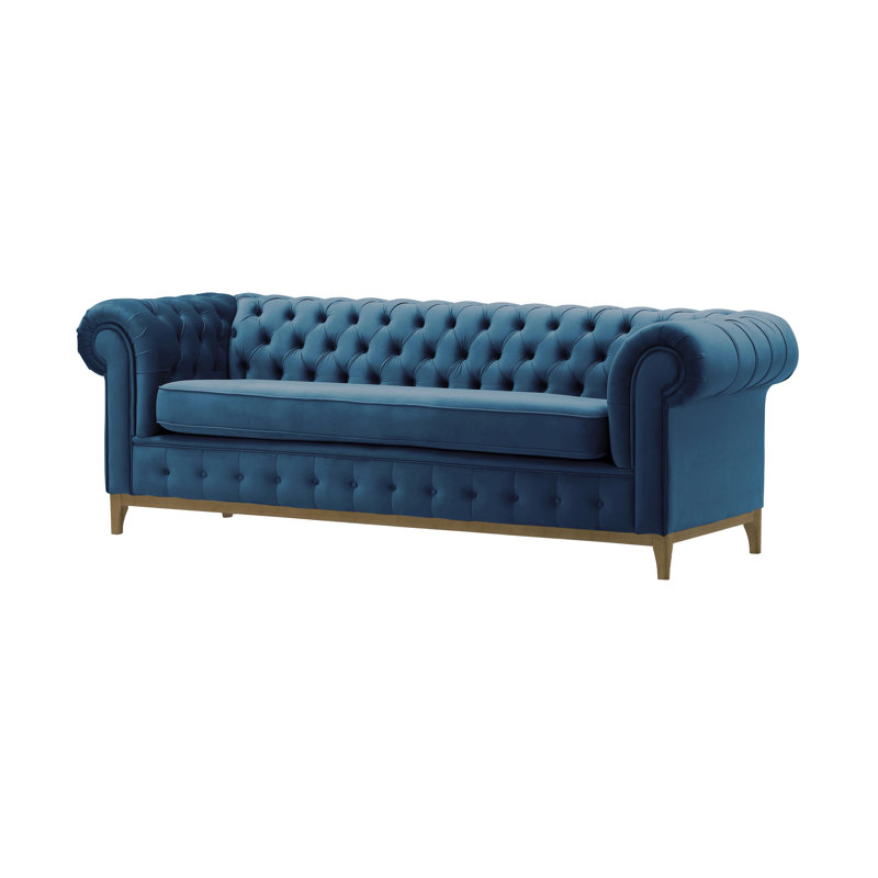 Fryar Velvet Sofa, Blue, Olive Green, 3
