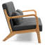 2 chaises avec détails en bois massif, rembourrage en éponge haute, revêtement en tissu de lin, style Mid-Century moderne, accoudoirs gris foncé, coussin, tissu, couleur, option respirante