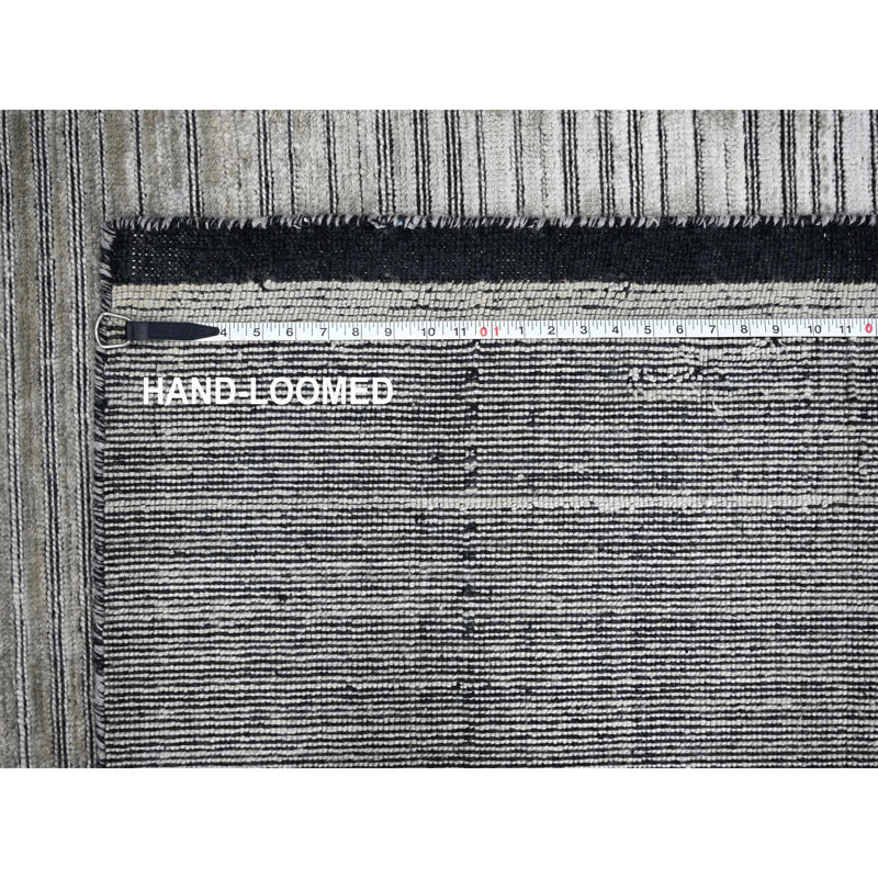 Tapis de style moderne tissé à la main 9 pi 1 po x 12 pi 1 po en laine et soie taupe 460E7671CF79472D9172E35C7B670310
