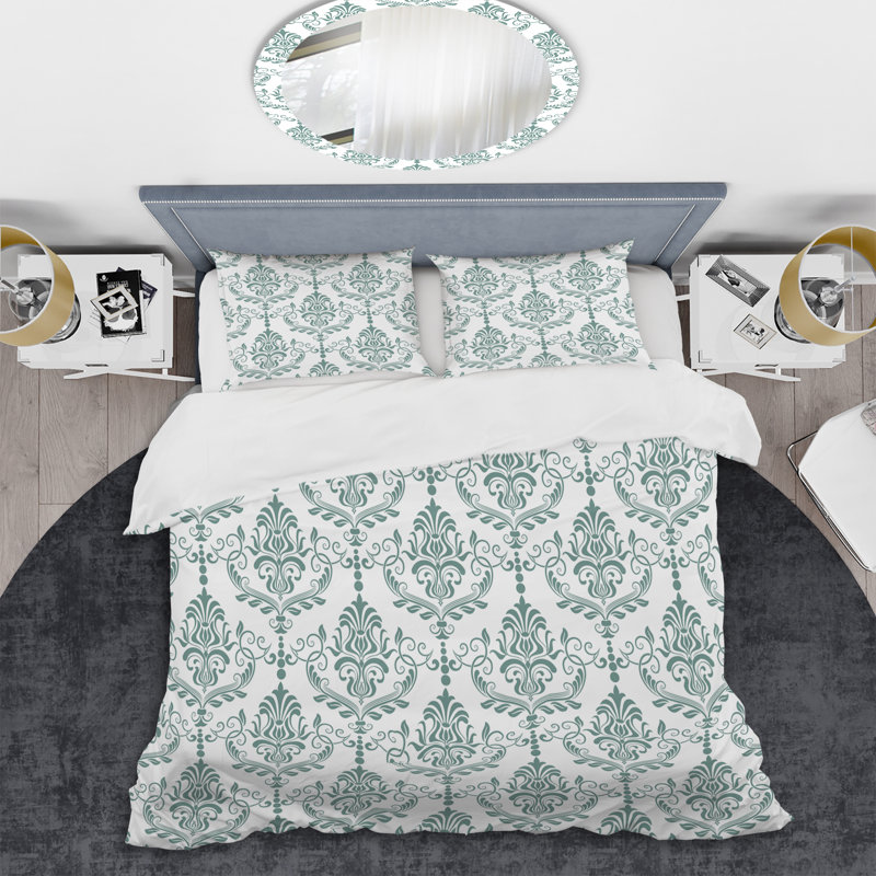 Ensemble de housse de couette en microfibre vert / blanc 3 pièces