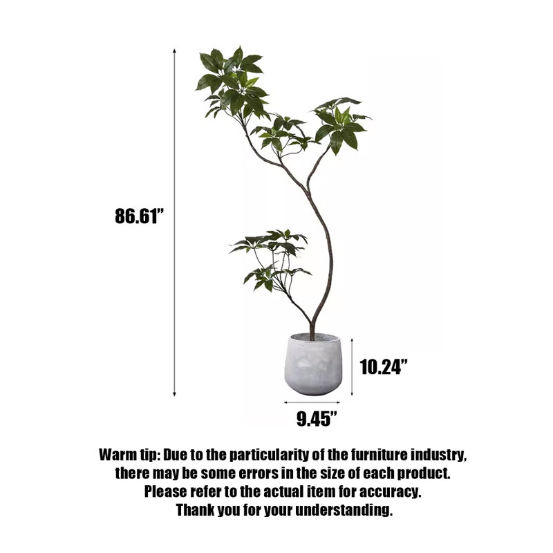 Plante d'intérieur en pot vert clair, H 86,61 po x l 9,45 po x P 9,45 po