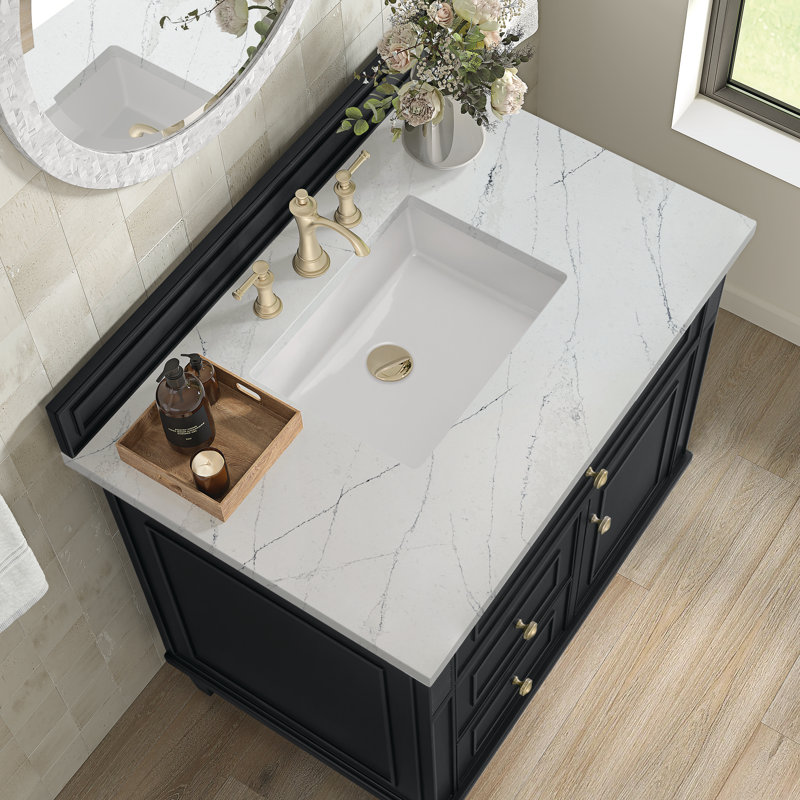 Lorelai 36'' W Single Vanity, Black Onyx, Ethereal Noctis, 8" Widespread