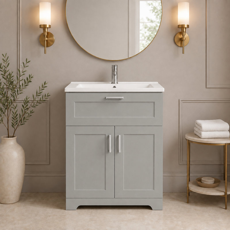 Base de meuble-lavabo 24 po seulement, lavabo non inclus, Gris, 24"