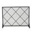 Single Panel Iron Fireplace Screen - Minimalist Modern Diamond, 41.22" X 8.83" 32.36", Black Finish Contemporary Diamond Look, 41.5"W 8.9"D 32.1"H,